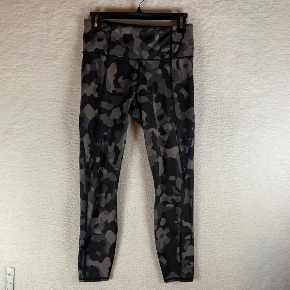 Athleta Women's Lightning Camo 7/8 Tight Gray Activewear Leggings Size S 9546